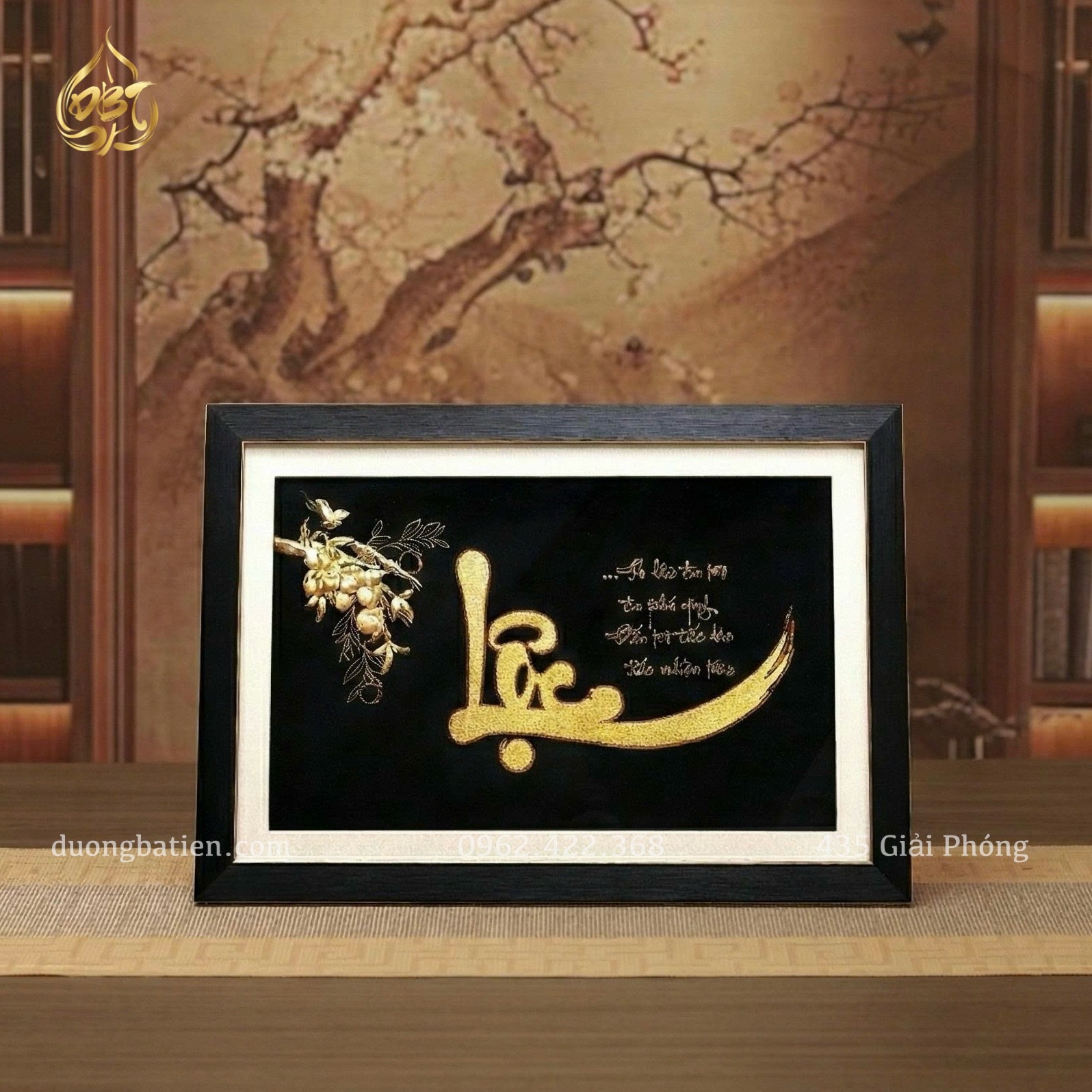 Tranh thư pháp chữ Lộc dát vàng 24K - Quà tặng Thư Pháp