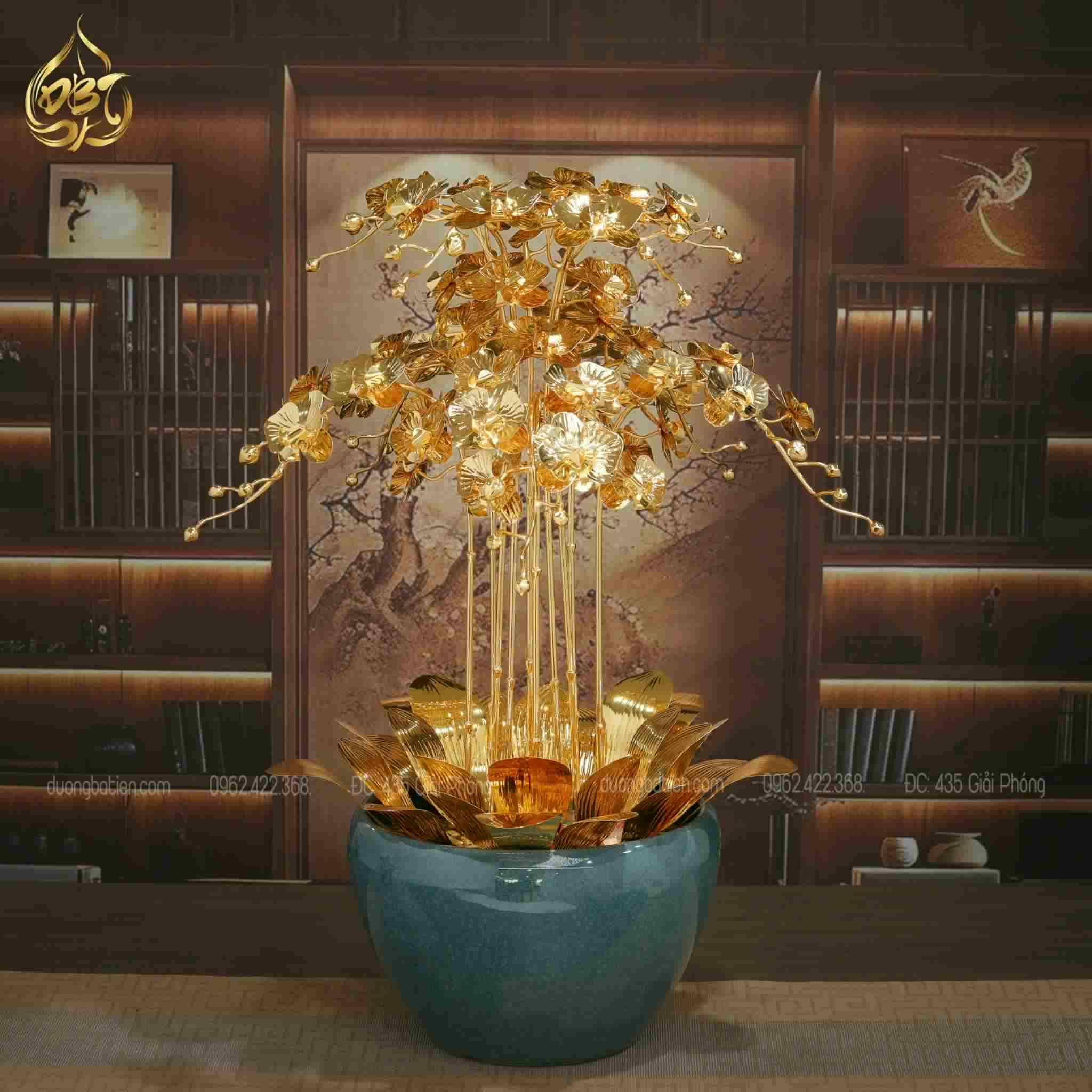 Hoa lan phú quý bằng đồng mạ vàng 24K - Quà tặng cao cấp