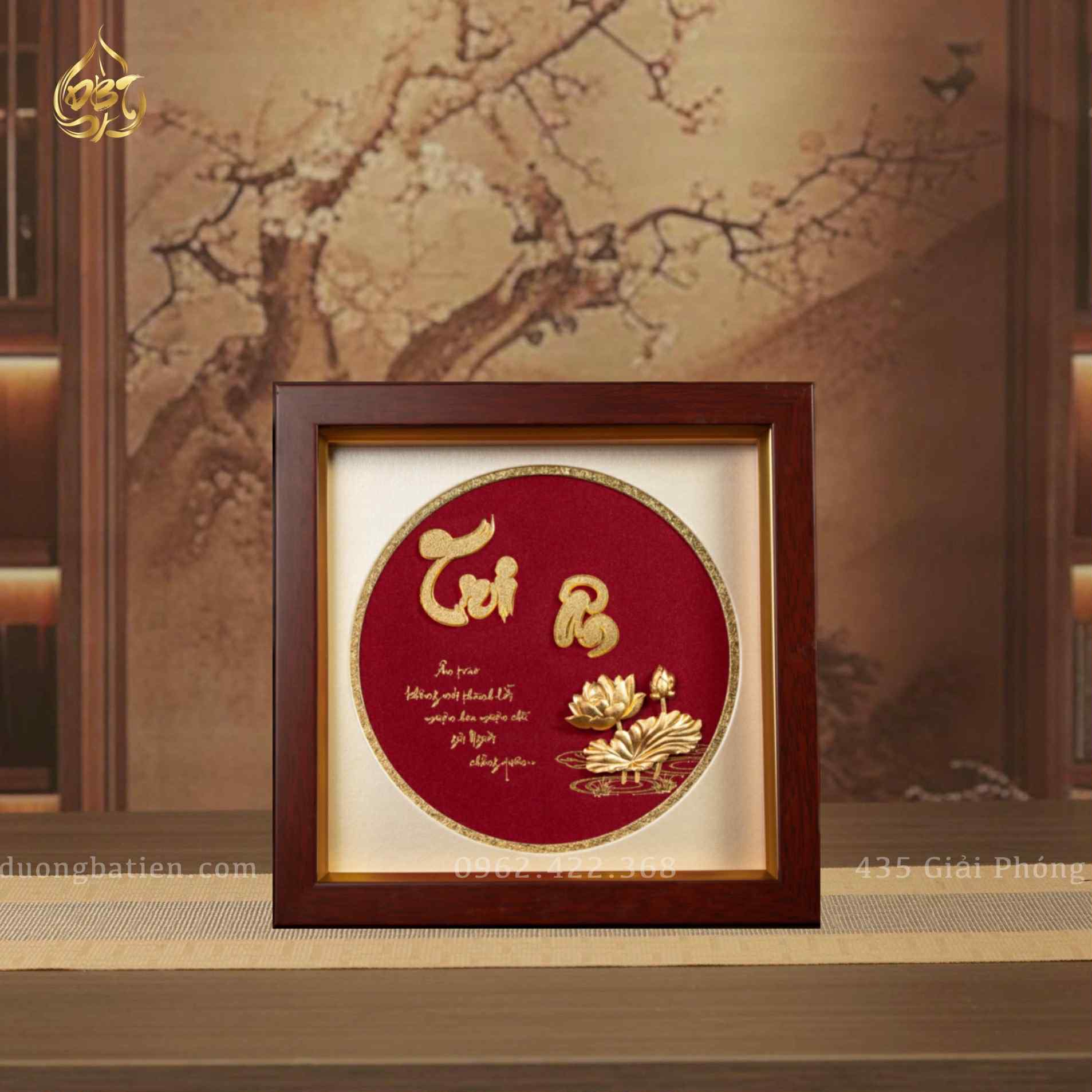 Tranh chữ Tri Ân dát vàng 24K - Quà tặng Ý nghĩa Cao Cấp