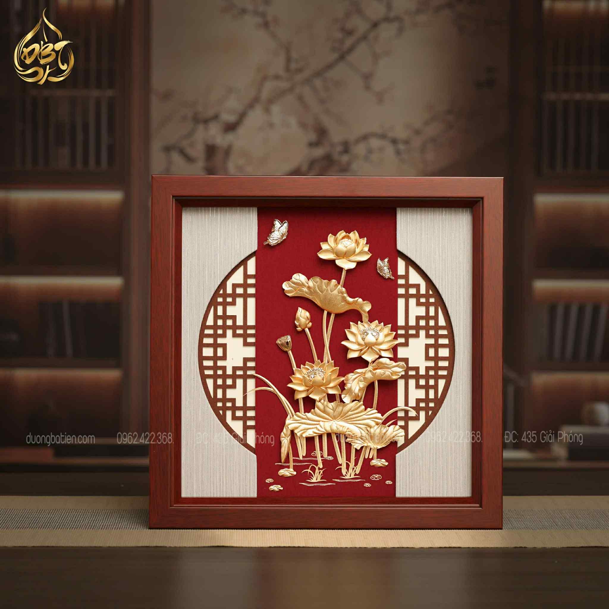 Tranh Hoa Sen Dát Vàng 24K - Quà Tặng Đối Tác, Doanh Nghiệp