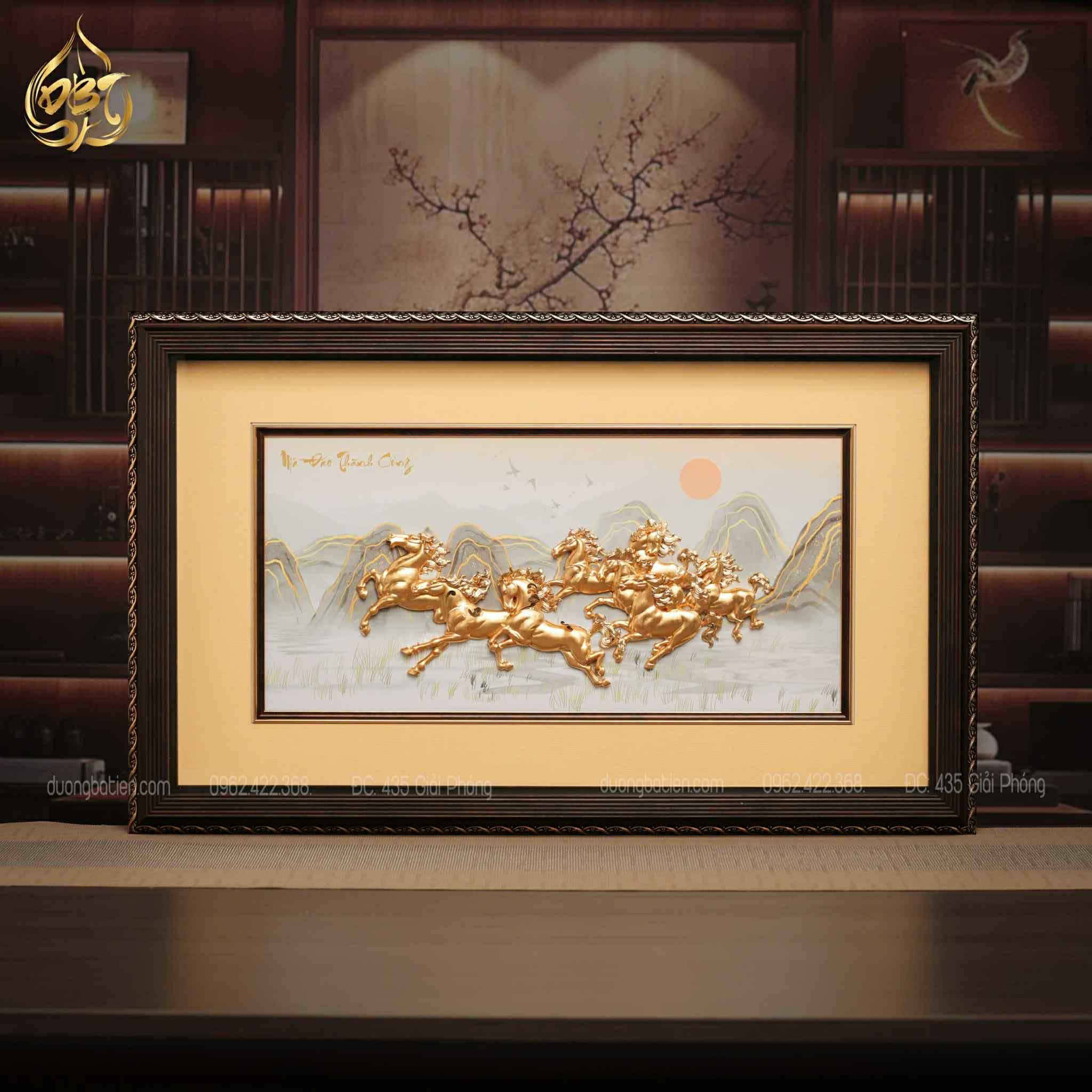 Tranh Mã Đáo Thành Công Mạ Vàng 24K - Quà Tặng Tết