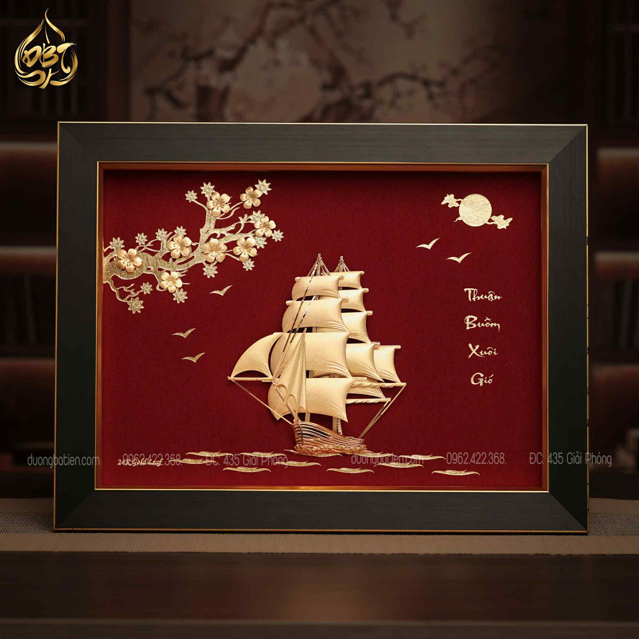 Tranh Thuận Buồm Xuôi Gió Dát Vàng 24K - Quà Tặng Cao Cấp