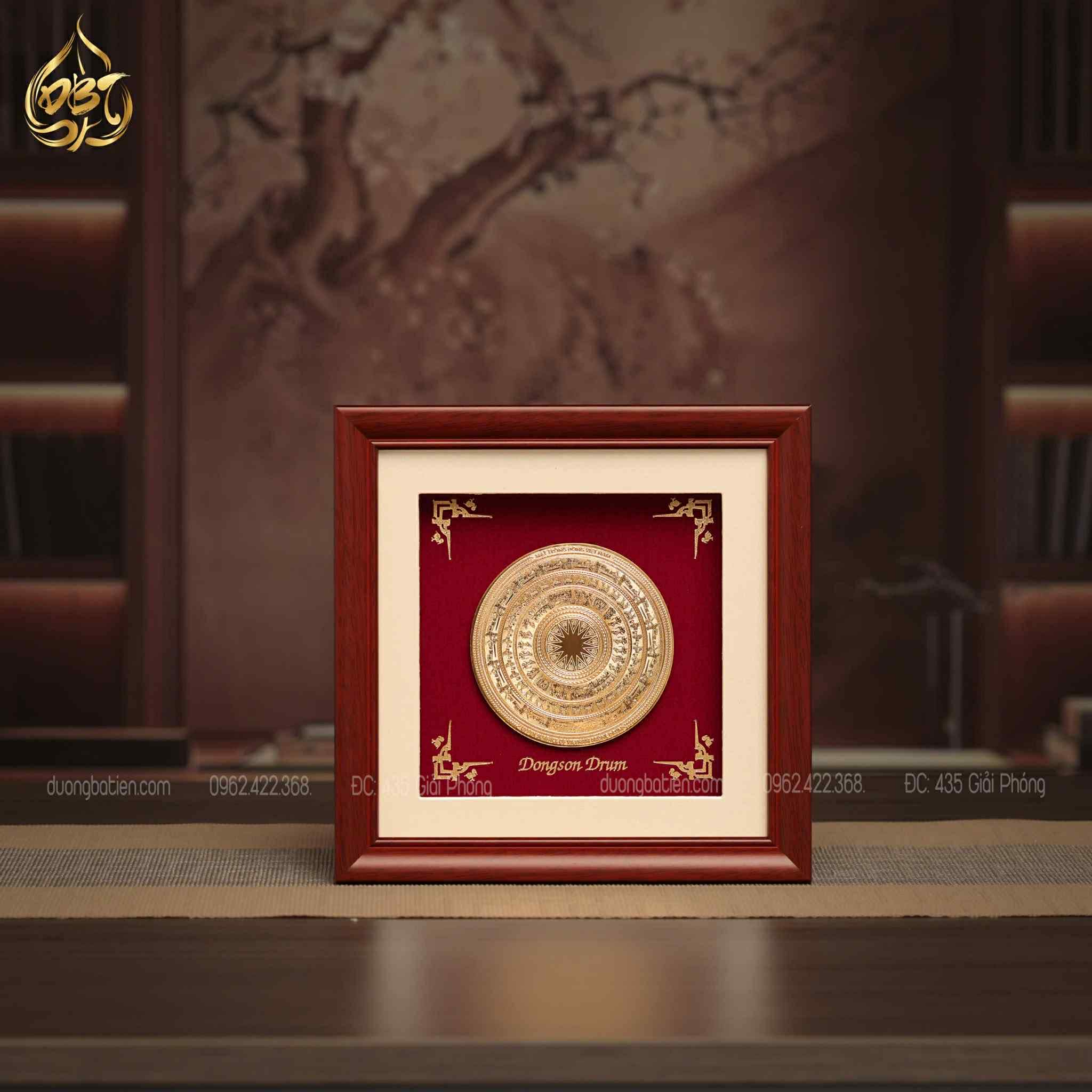 Tranh Trống Đồng Để Bàn Dát Vàng 24K – Biểu Tượng Văn Hóa Trang Nhã