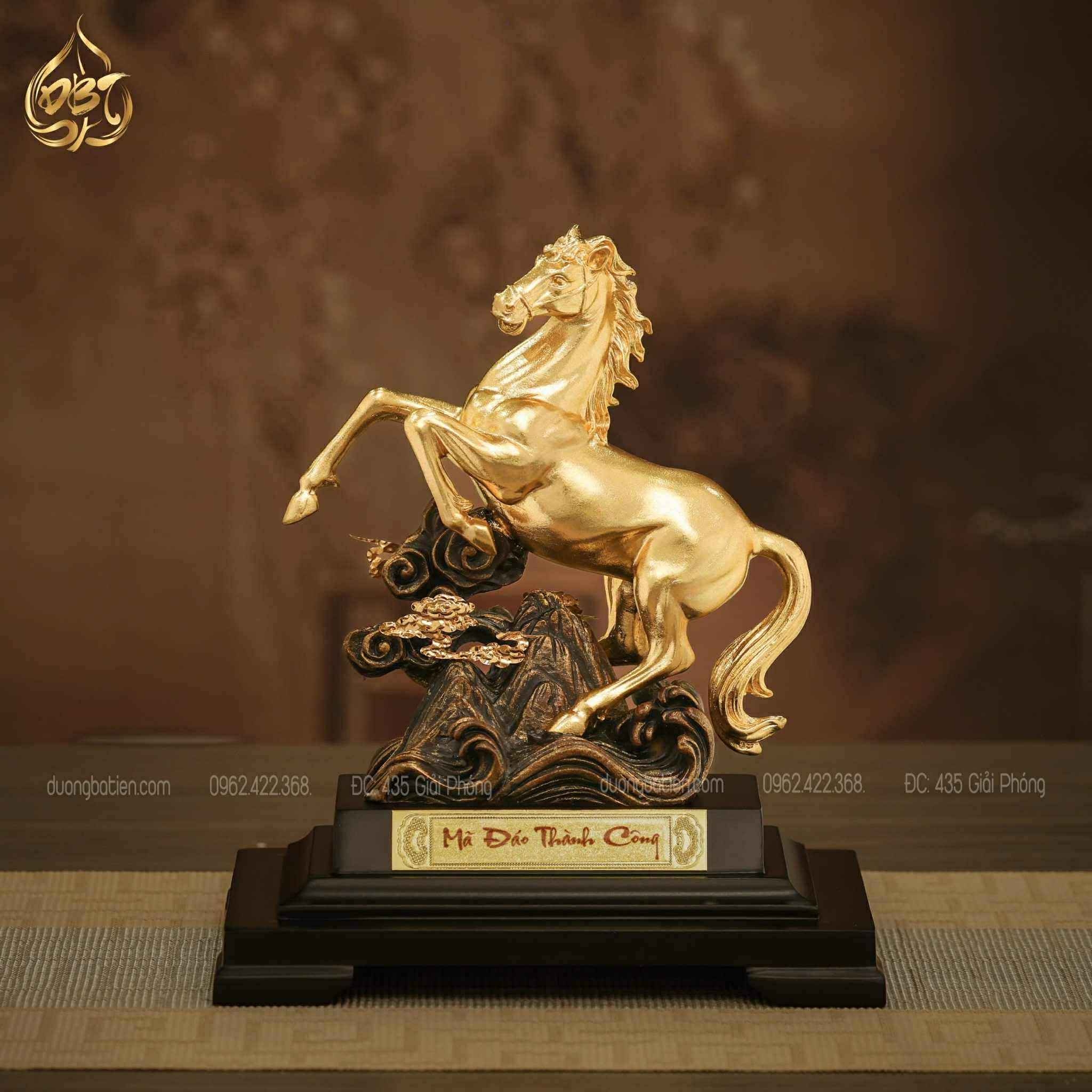Tượng Ngựa Mã Đáo Thành Công Dát Vàng 24K - Quà tặng Cao Cấp